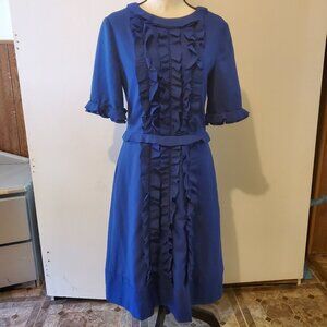 Isabel Garcia royal blue ruffle  dress size L